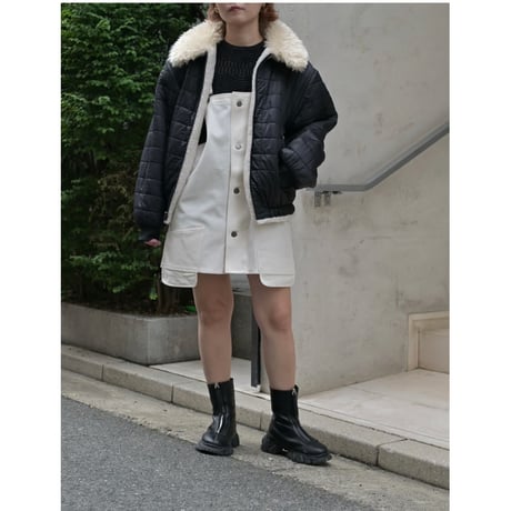 AMOMENTO shirring detachable sleeve jumper