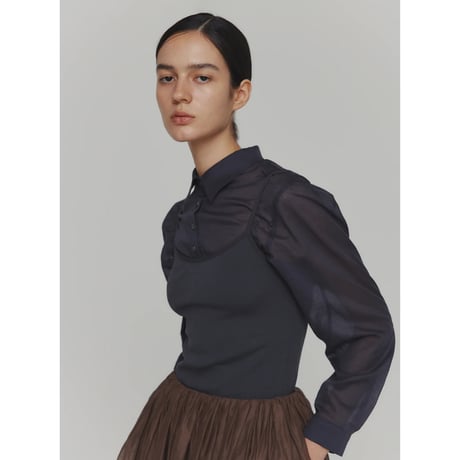 AMOMENTO sheer standard fit shirt