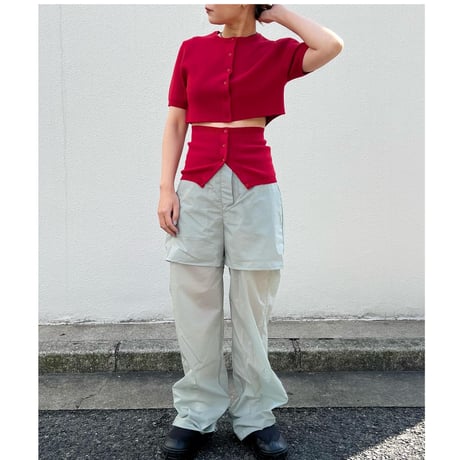AMOMENTO crop button cardigan set