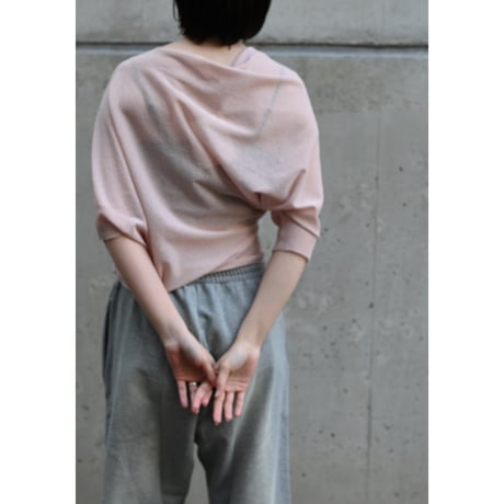 JUUKIFF “ DRAPED WIDE-NECK TOP IN MIXED COTTON”