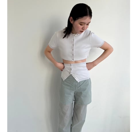 AMOMENTO crop button cardigan set