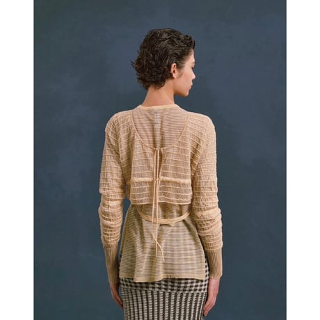 accordion “CLEAR WAVING BORDER CARDIGAN”（light orange）