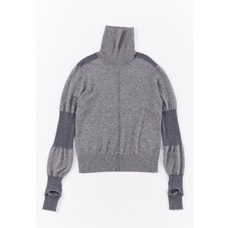 ACCORDION“RIB SWITCHING TURTLE NECK PULLOVER”