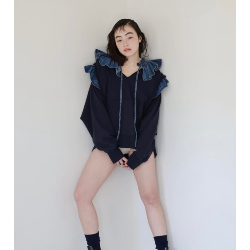 Papier パピエ　Broken Parker グレー papier（パピエ）の「papier/パーカー/Broken parker（パーカー