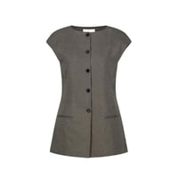 AMOMENTO Linen Curved Vest