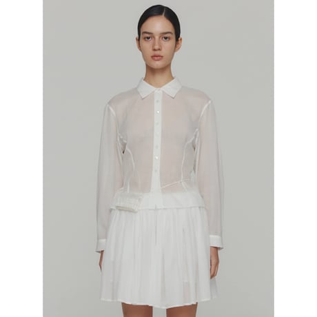 AMOMENTO sheer standard fit shirt