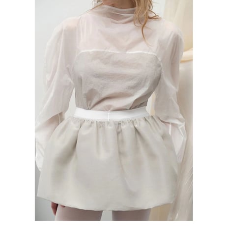 AMOMENTO SHIRRING ORGANZA BELT SKIRT