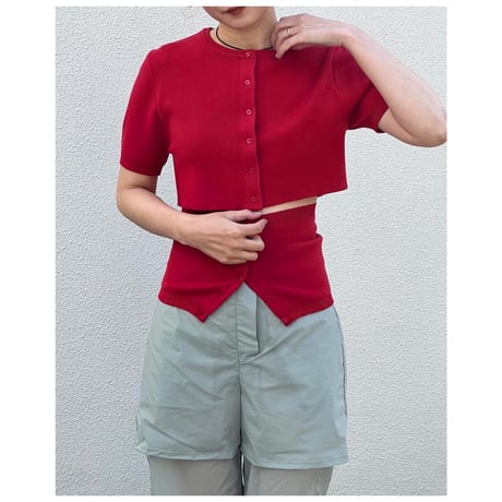 AMOMENTO crop button cardigan set
