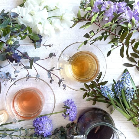 APRIL FLOWERS ティーセット e1231-E ピンクフラワーのガラスティー