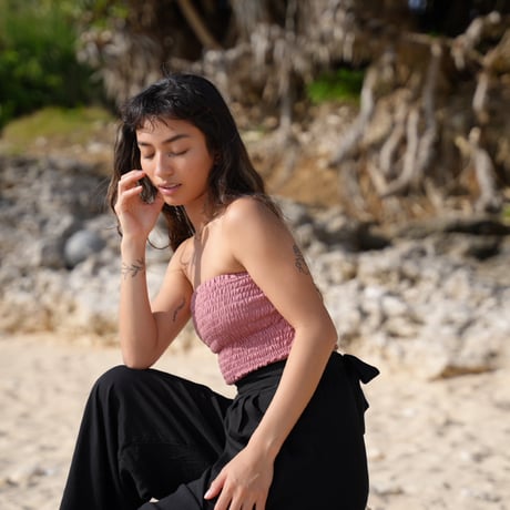 【Lily】Shirring bare Top
