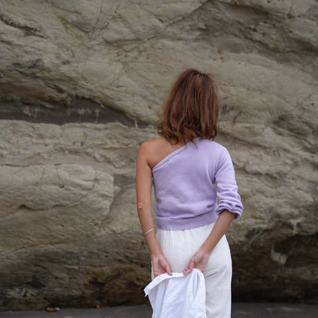 【Emma】Cotton one shoulder knit