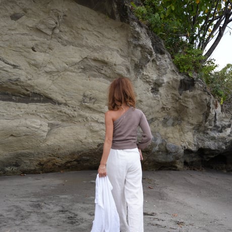 【Emma】Cotton one shoulder knit