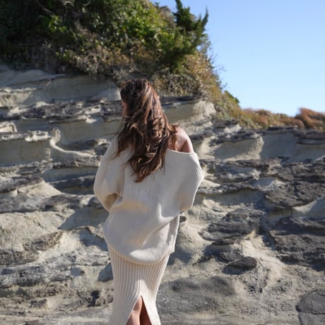 【Lyla】Cotton Rib knit  bare one-piece