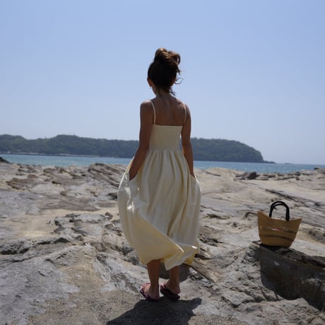 【Rosie】Pad in linen square one-piece