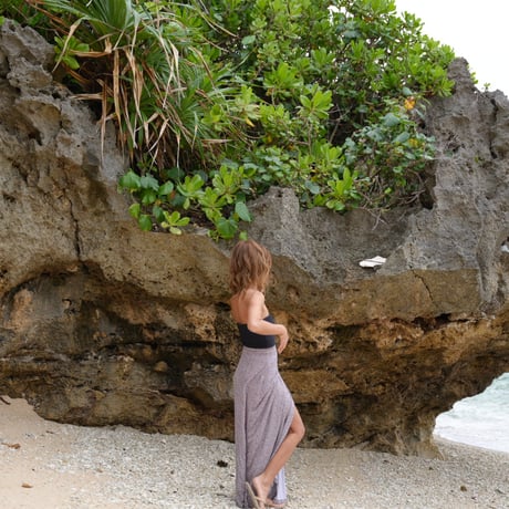 【Pua】Reyon Crinkle wrap long skirt