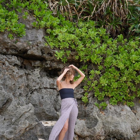 【Pua】Reyon Crinkle wrap long skirt