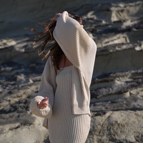 【Lyla】Cotton Rib knit  bare one-piece