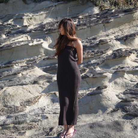 【Lyla】Cotton Rib knit  bare one-piece