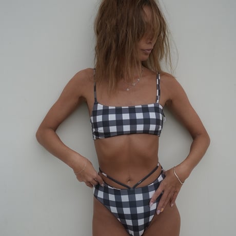 《Moe》2way Bikini top  【Check Black】