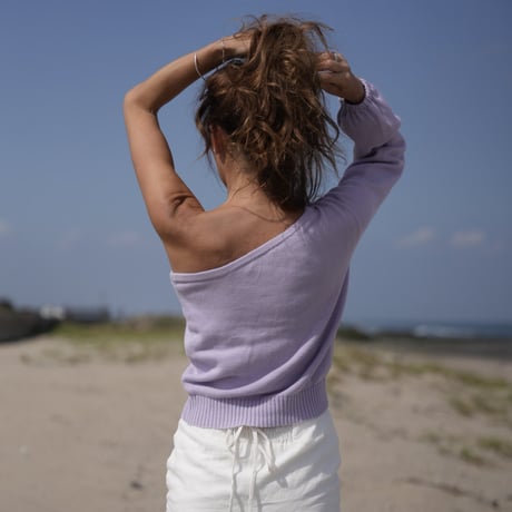 【Emma】Cotton one shoulder knit