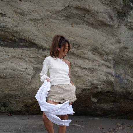 【Emma】Cotton one shoulder knit