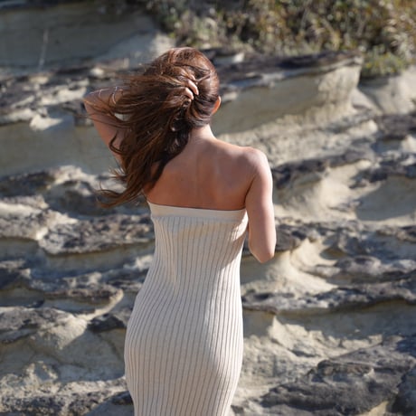 【Lyla】Cotton Rib knit  bare one-piece