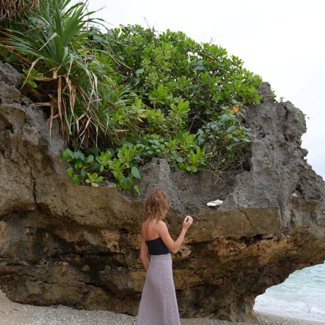【Pua】Reyon Crinkle wrap long skirt