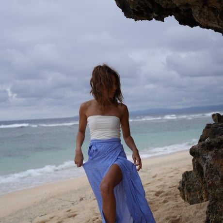 【Pua】Reyon Crinkle wrap long skirt