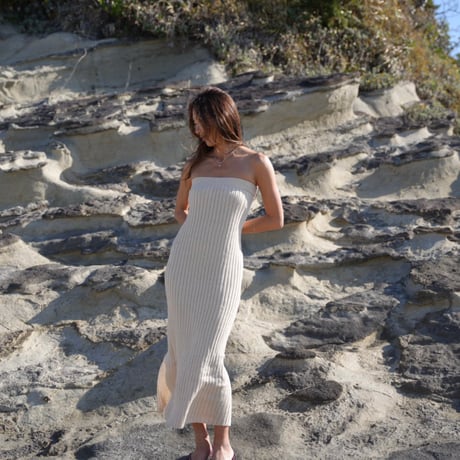 【Lyla】Cotton Rib knit  bare one-piece