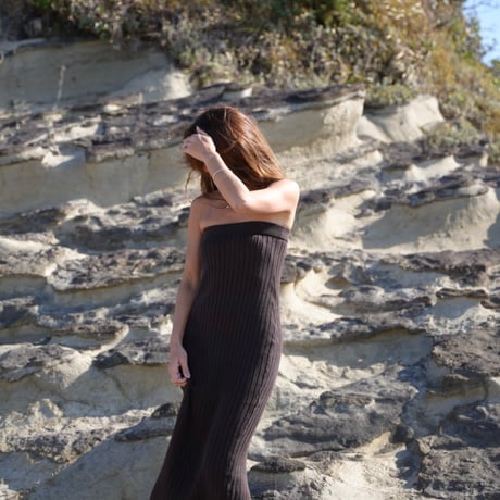【Lyla】Cotton Rib knit  bare one-piece