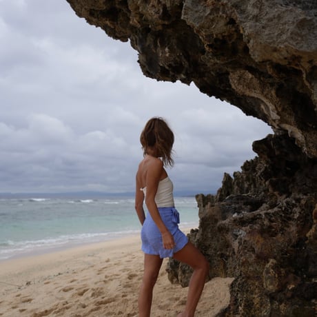 【Pua】Reyon Crinkle wrap mini skirt