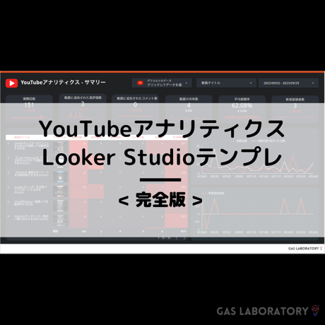 【有料版】YouTubeアナリティクスダッシュボードLooker Studioテンプレート