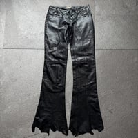 2000s share spirit leather destroy lace up flare pants