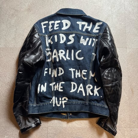 AD2016 junya watanabe leather paint denim jacket