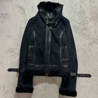 90s ARMANI JEANS bontage fur mouton jacket