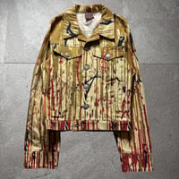 2000s jean paul gaultier blood denim jacket