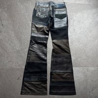 2000s sample yasuyuki ishii leather patch work flare pants