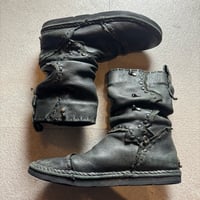 2000s 14th addiction leather patch work boots