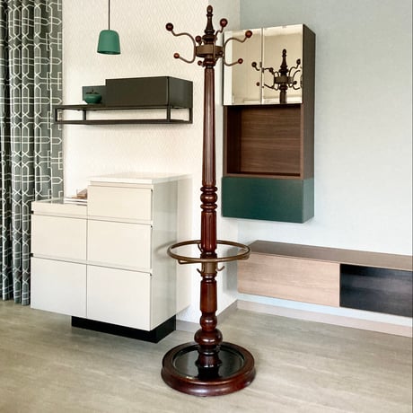 ジャパンビンテージ】オールドカリモク 傘立てコートハンガー