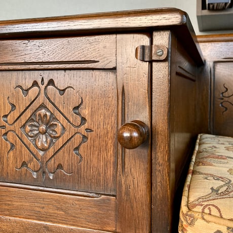【英国ヴィンテージ品】old charm/オールドチャーム　テレフォンベンチ（オーク材）《希少品》