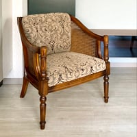 【ユーズド品】カリモク家具 コロニアルシリーズ 1Pソファ（籐張り） ①
