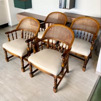 【ユーズド品】カリモク家具 コロニアルシリーズ チェア（籐張り）4脚セット