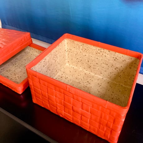 【ディスプレイ品】渡辺商店 京葛籠 小物入れ(小) 朱色　※裏に塗料の割れアリ