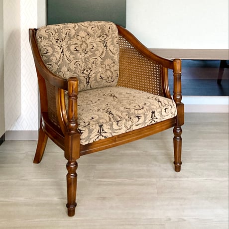 【ユーズド品】カリモク家具 コロニアルシリーズ 1Pソファ（籐張り）②