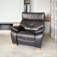 【ユーズド品】カリモク家具 1人掛けソファ ZT7350R353 本革張