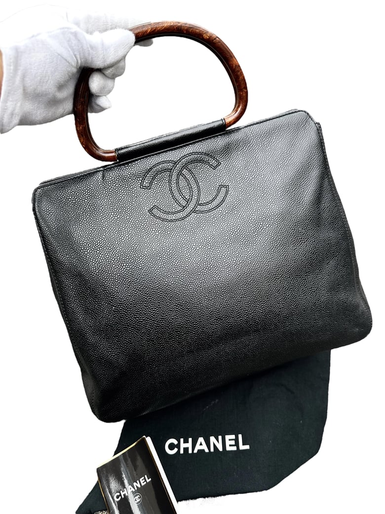 Mari CHANEL ヴィンテージ ココマーク キャビアスキン シャネルCHANELヴィンテージVintage鼈甲ウッドハンドルキャビアスキン