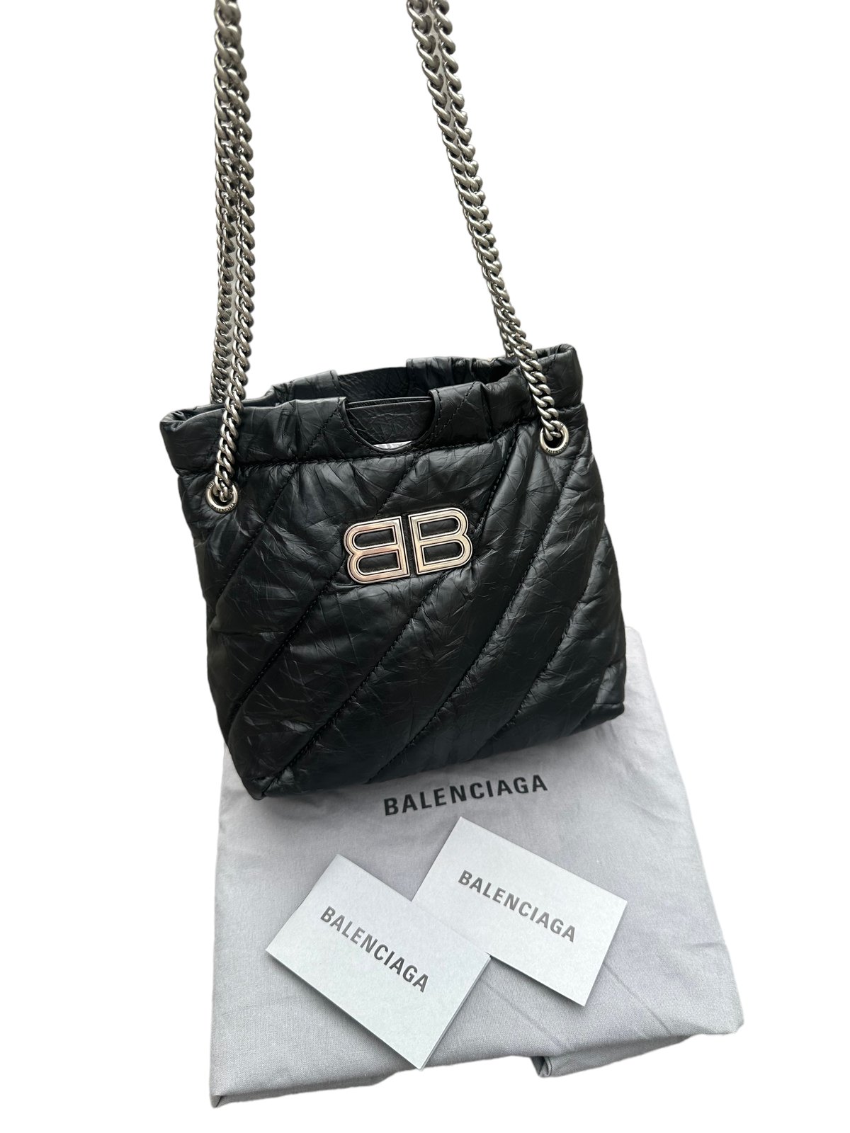 バレンシアガBALENCIAGAクラッシュCRUSHキルトXSチェーントート バレンシアガBALENCIAGAクラッシュCRUSHキルトXSチェーントート
