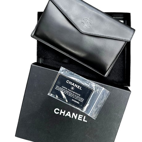 シャネルCHANELココマークCCゴールド金具ウオレットポーチカード収納長財布クラッチバッグセカンドバッグポーチ黒ブラック