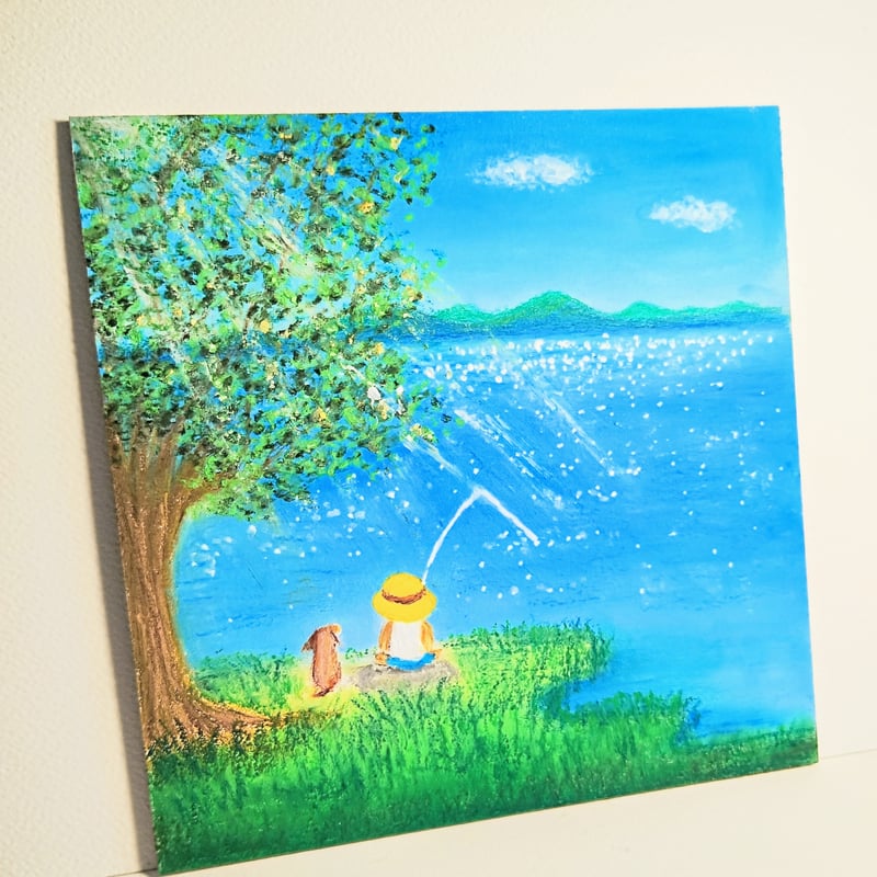 絵画 ★candy★温もり 他2点 原画 釣り日和 ゆっくり穏かな時間・・【原画】オイルパステルアート