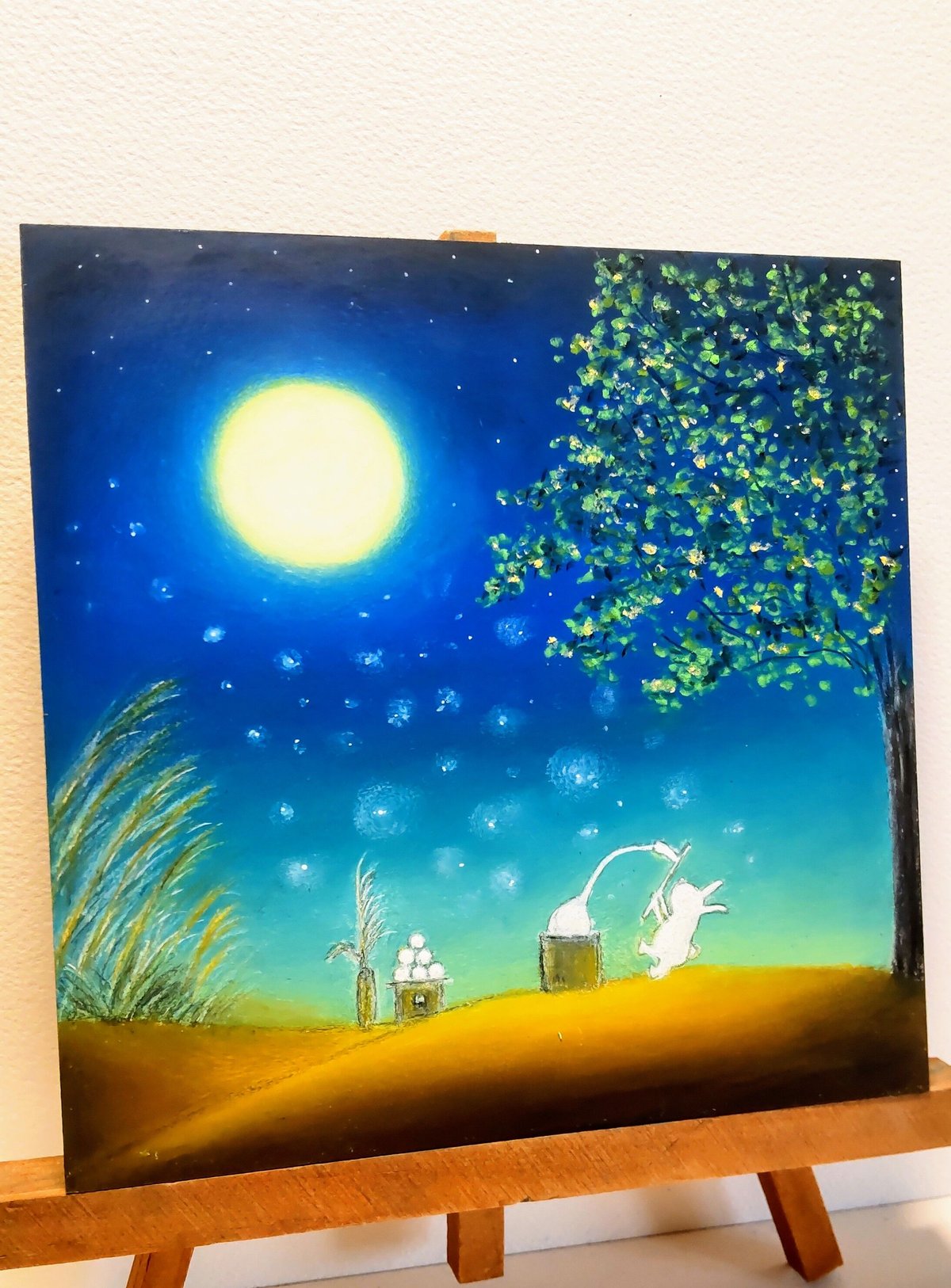 気まぐれSALE！　ささやきの薔薇の庭　ゴールドの額入り　オイルパステル画 ささやきの薔薇の庭 ゴールドの素敵な額入り オイルパステル画